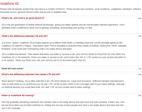 Vodafone 4G FAQ