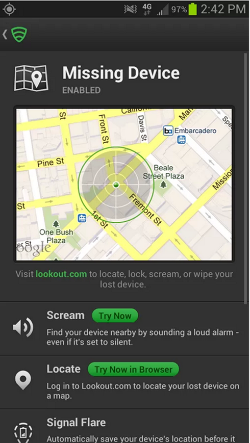 Lost Mobile Phone - Lookout Security and Antivirus